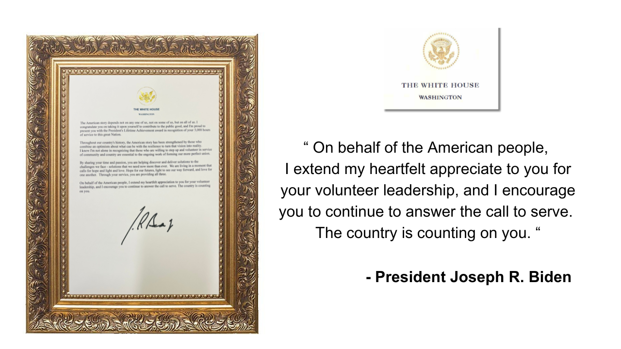 Official recognition letter from President Biden to Dr. Isabelle Vladoiu 