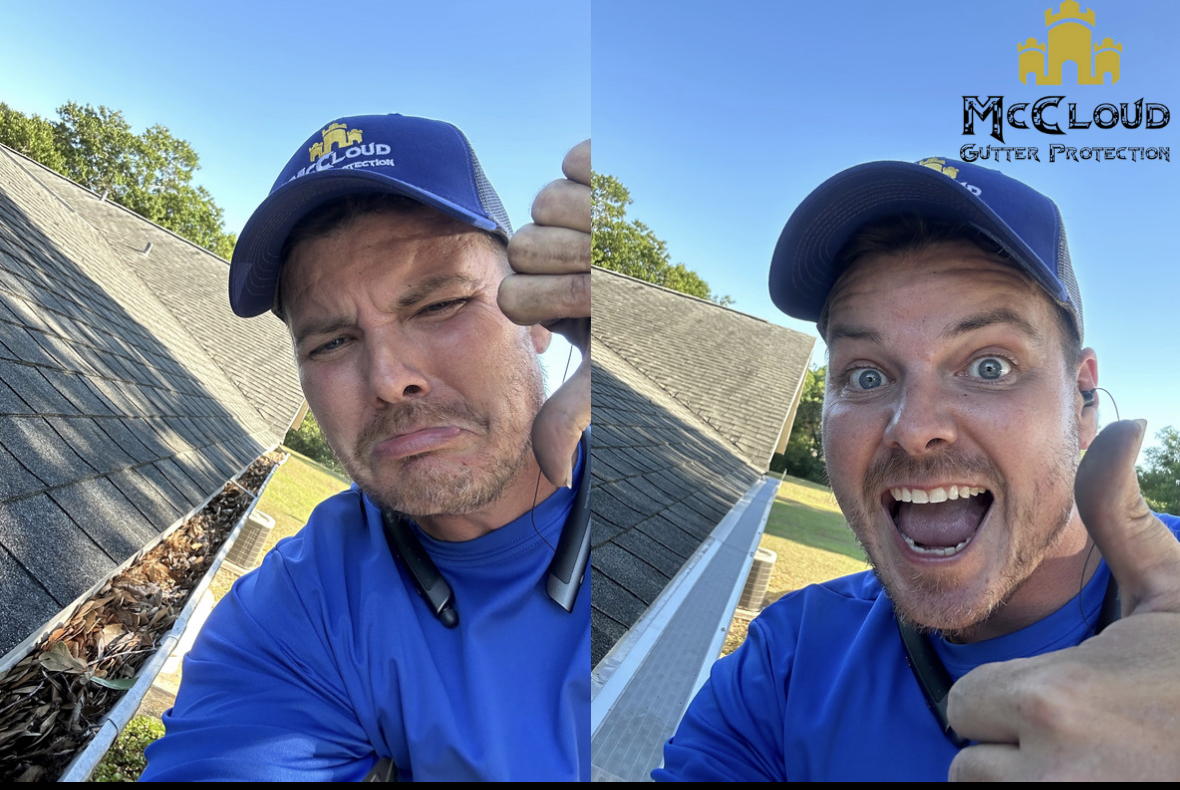 Before and after gutter guard cleaning and protection