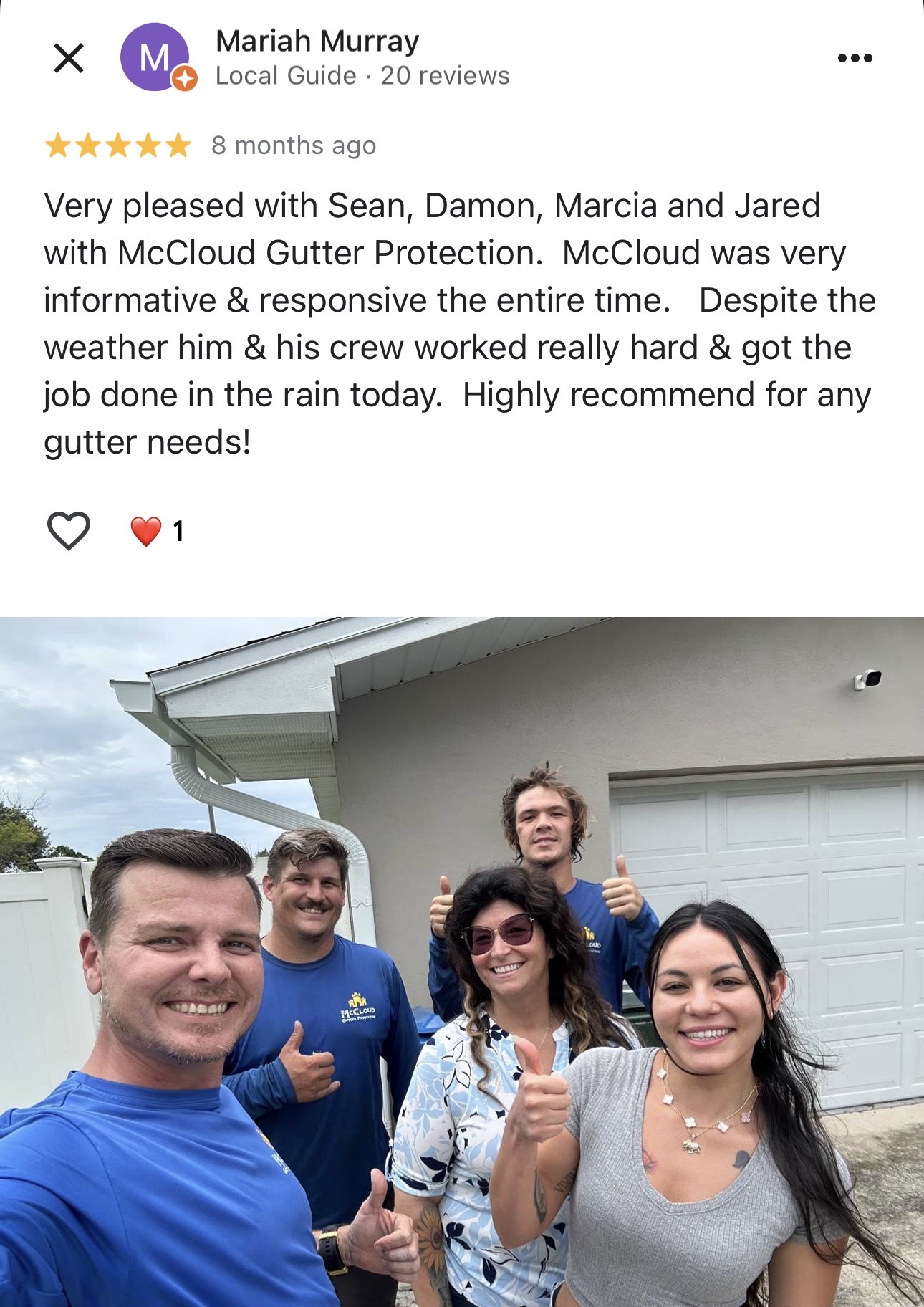 McCloud Gutter Protection customer review 1