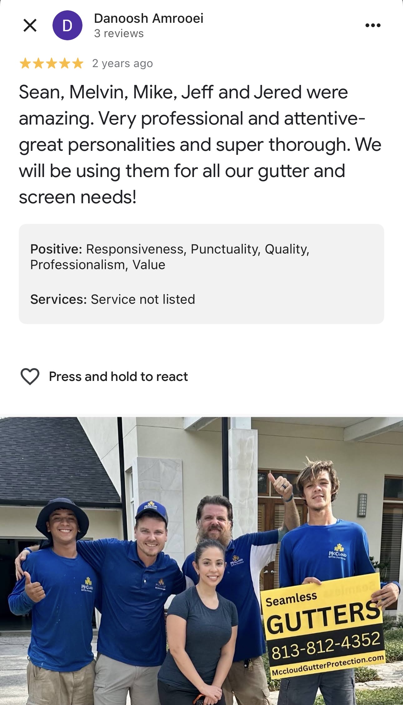 McCloud Gutter Protection customer review 4