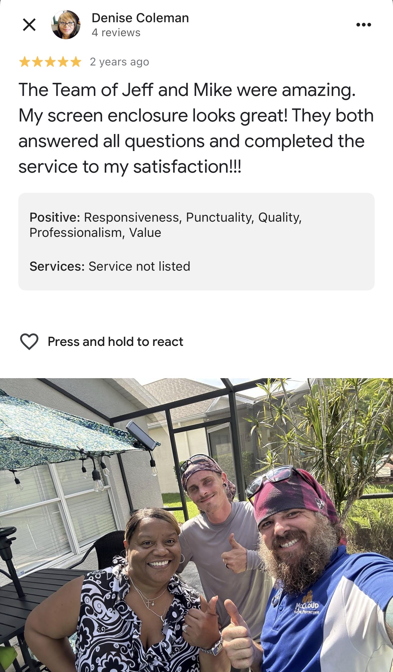 McCloud Gutter Protection customer review 9