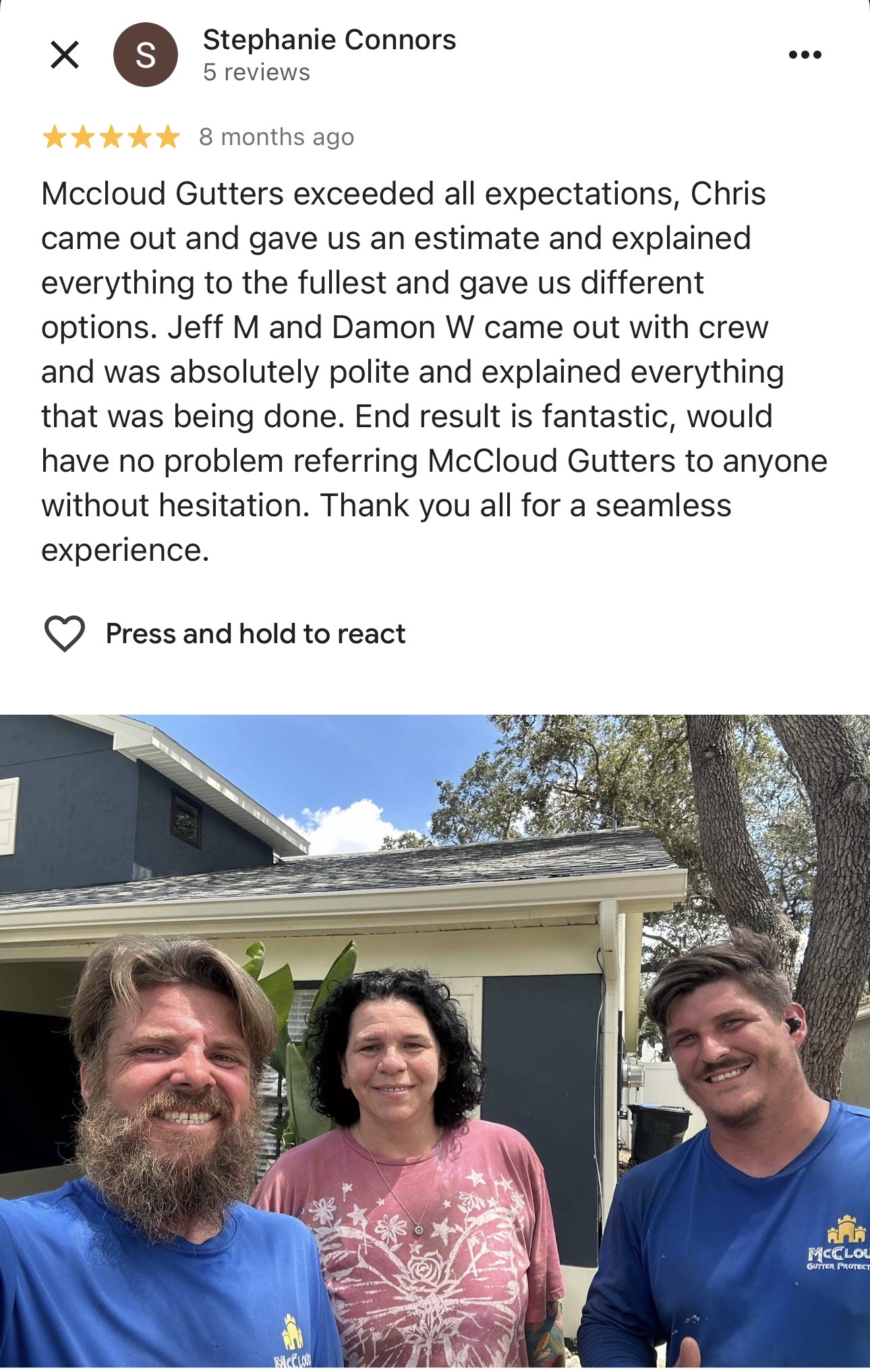 McCloud Gutter Protection customer review 5