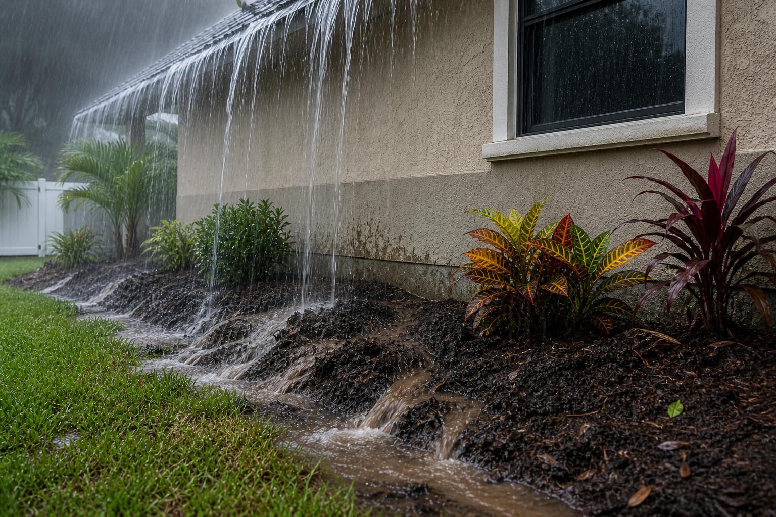 Mulch and landscaping washing out from rain