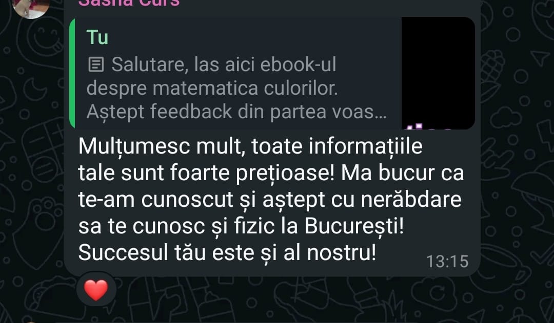 Testimonial cursantă