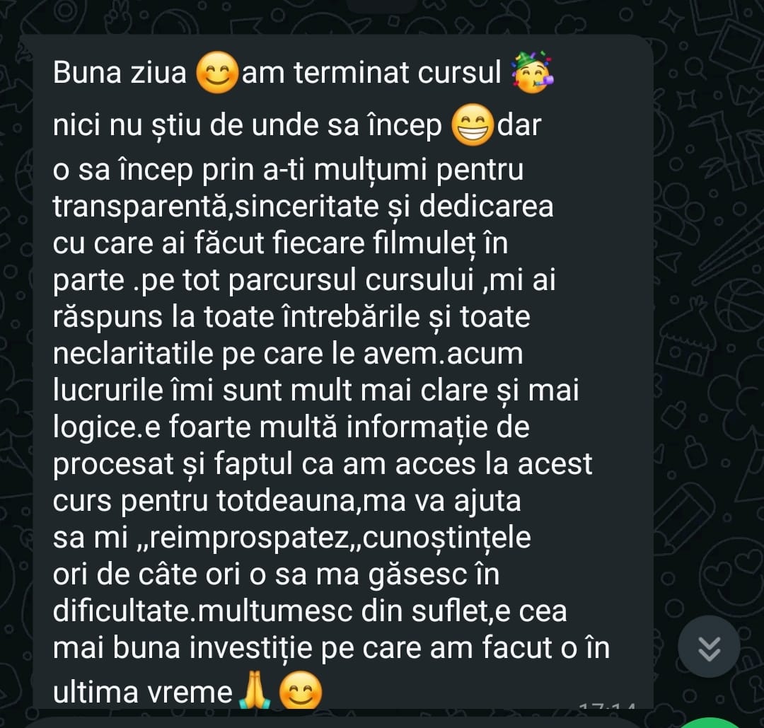 Testimonial cursantă
