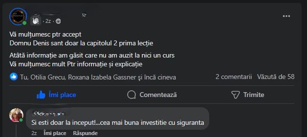 Testimonial cursantă