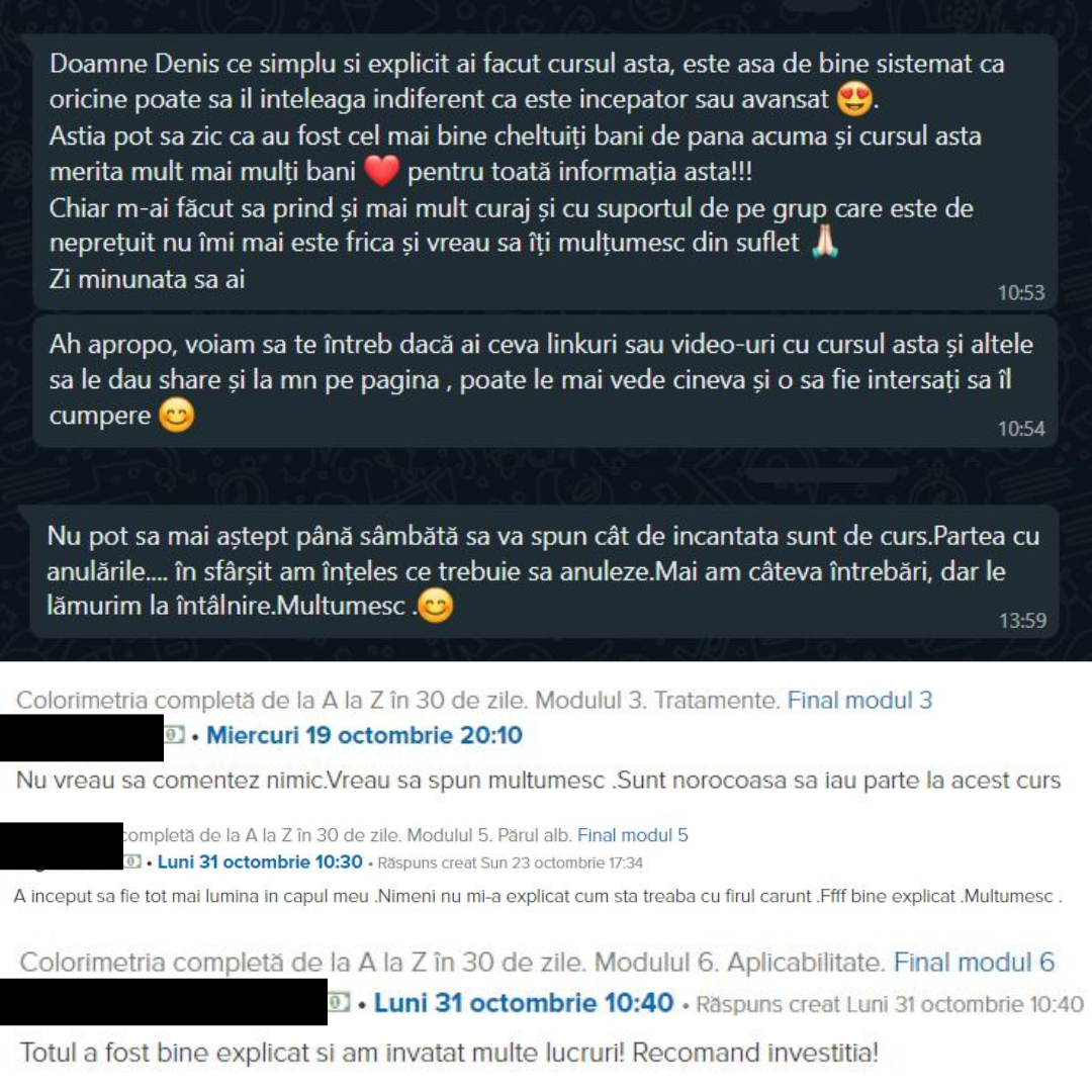 Testimonial cursantă