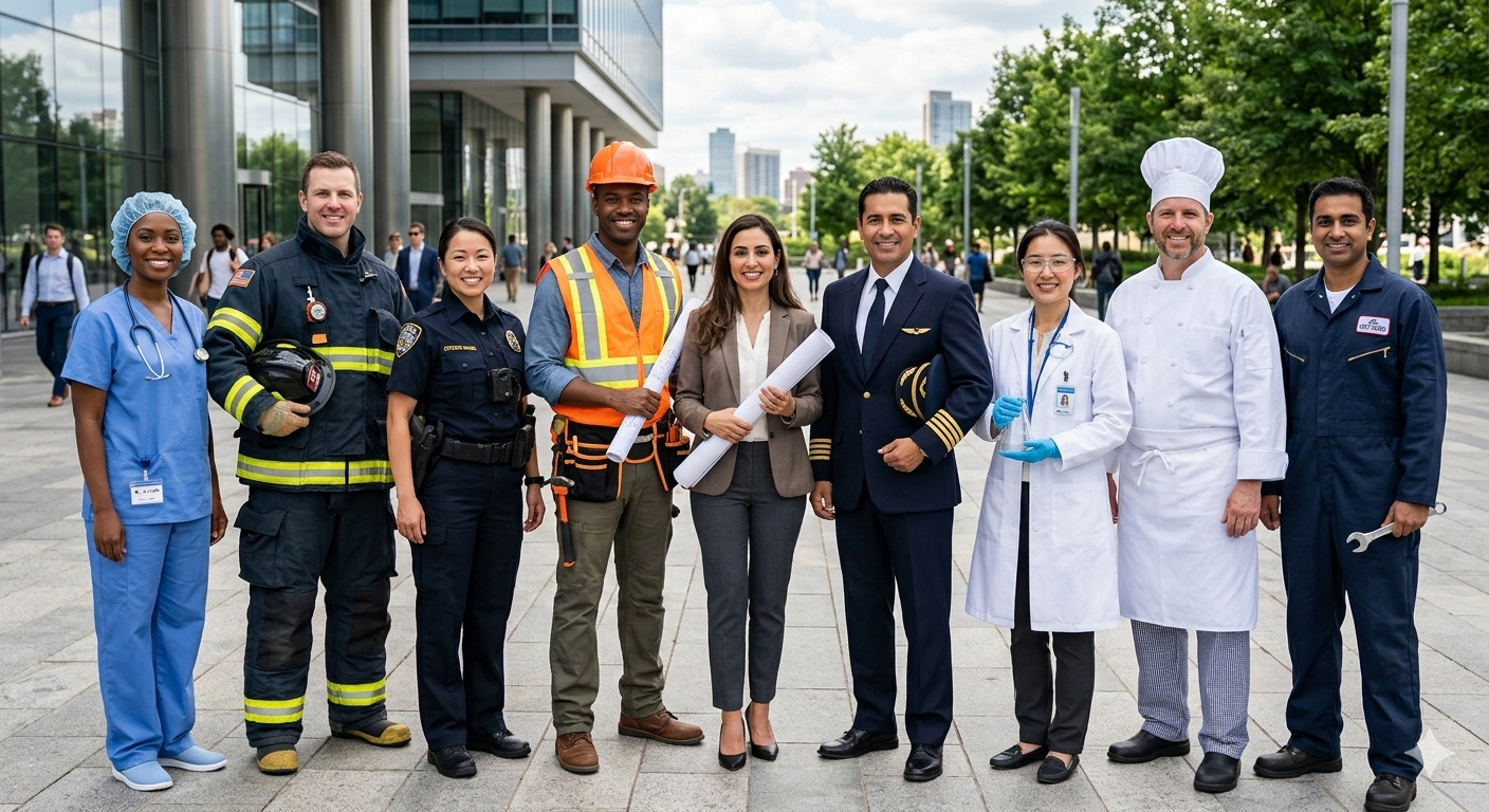 A diverse group of professionals 