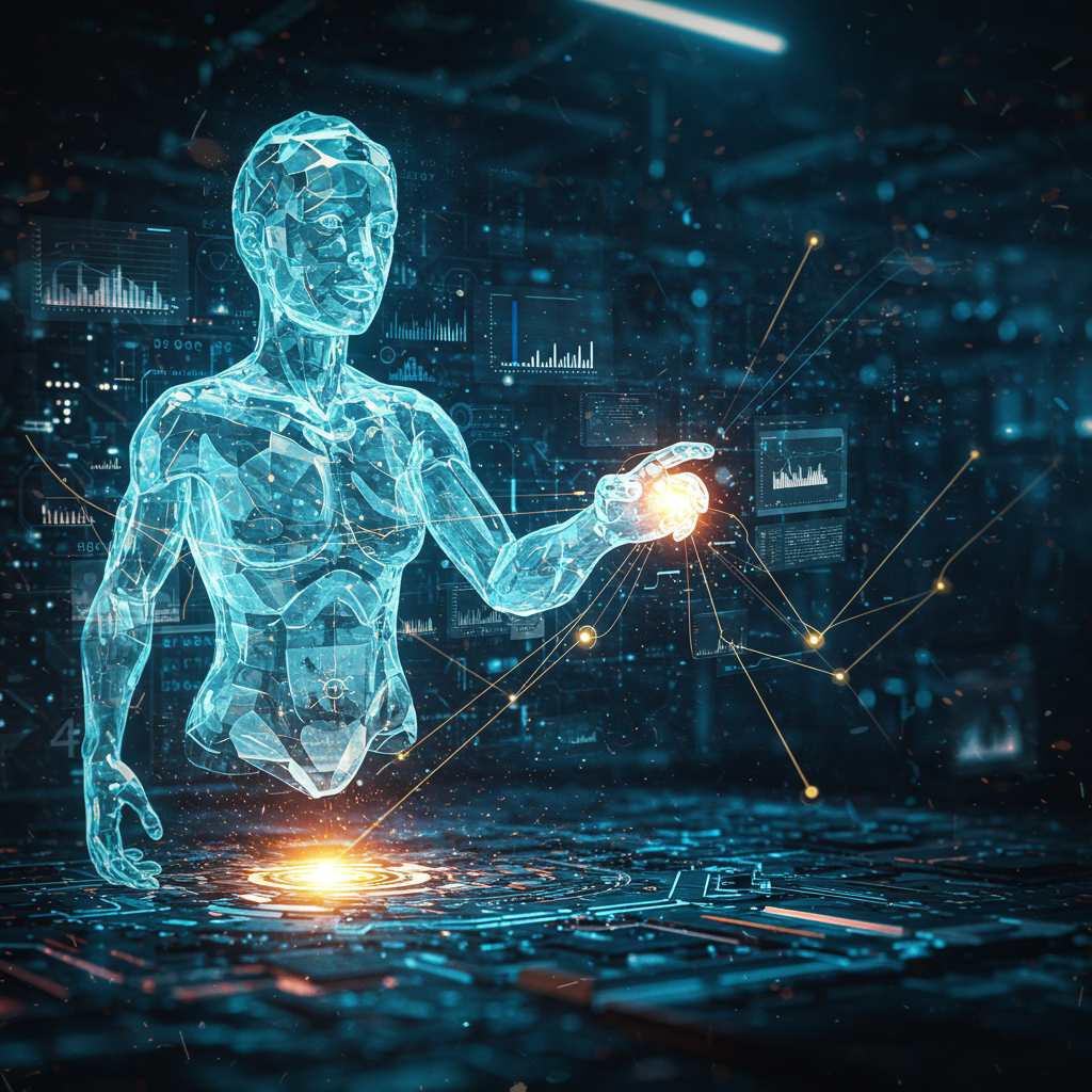 A futuristic, abstract image depicting artificial intelligence analyzing data streams, with glowing lines connecting to a target or a qualified lead, symbolizing efficiency and precision in lead qualification A futuristic, abstract image depicting artificial intelligence analyzing data streams, with glowing lines connecting to a target or a qualified lead, symbolizing efficiency and precision in lead qualification