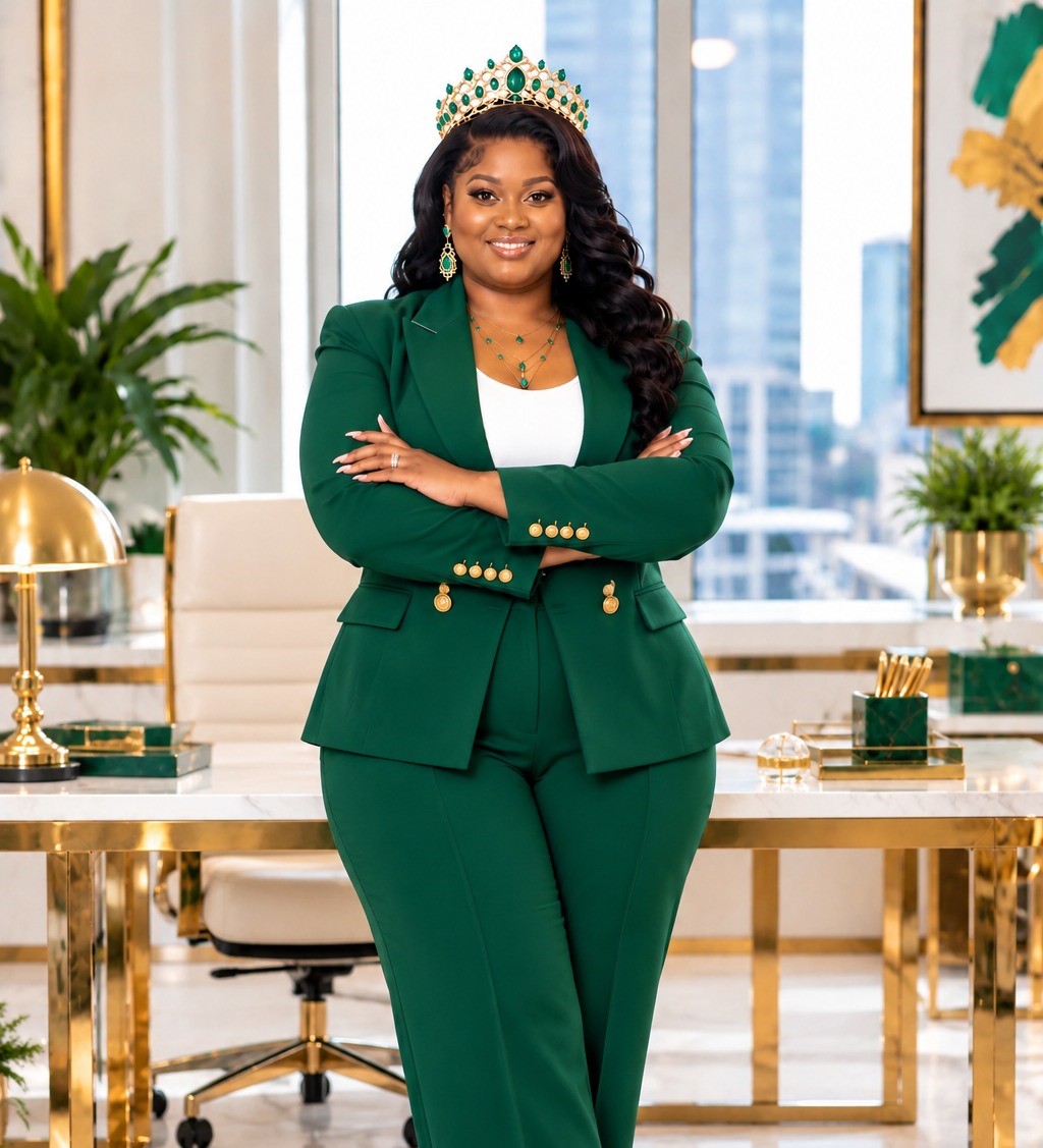 Tiara smiling at her desk