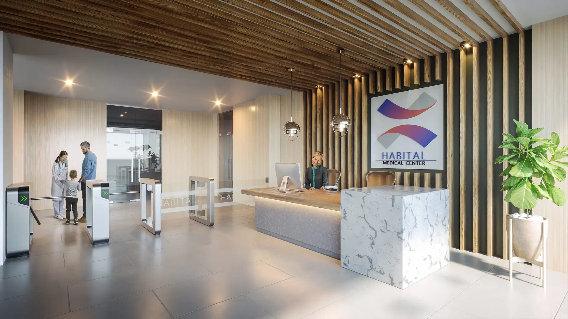 Lobby y recepción del Habital Medical Center