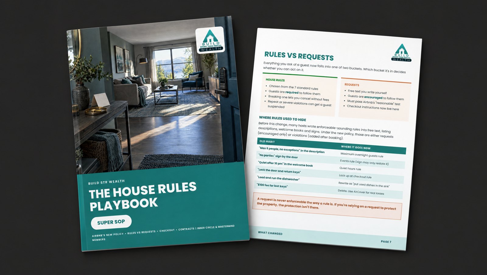 The House Rules Playbook cover and interior page