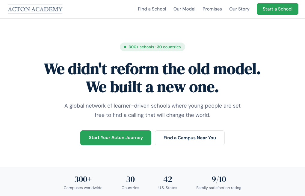 Acton Academy &mdash; weltweites Netz lernerzentrierter Schulen