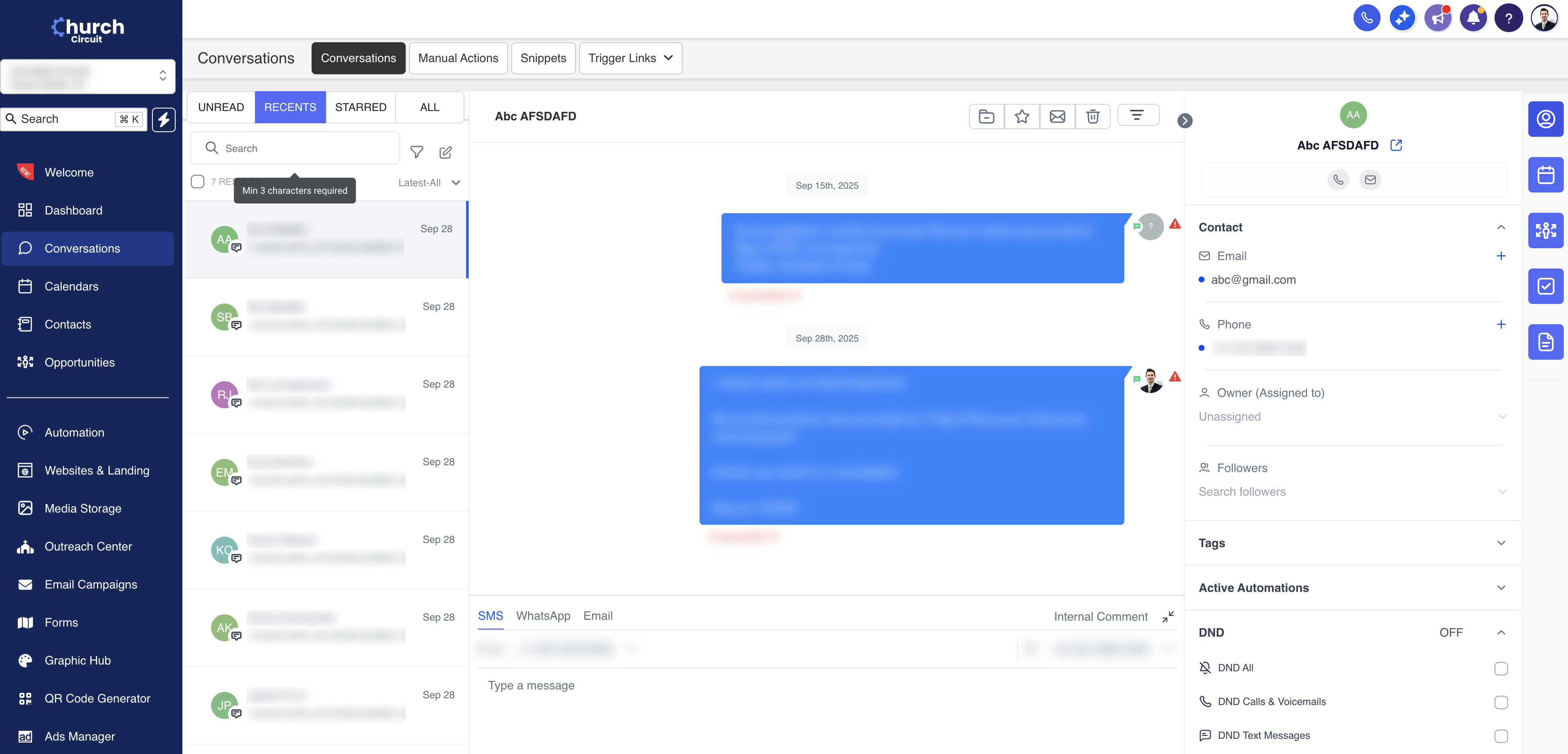 Church Circuit CRM dashboard