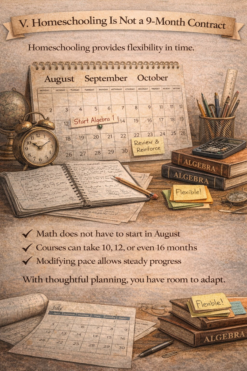 Illustration answering: What if my child needs more than 9 months to finish Algebra 1?