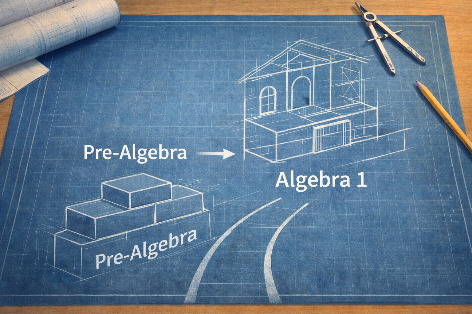 Can you skip Pre-Algebra before starting Algebra 1? Blueprint image showing foundation leading into Algebra 1