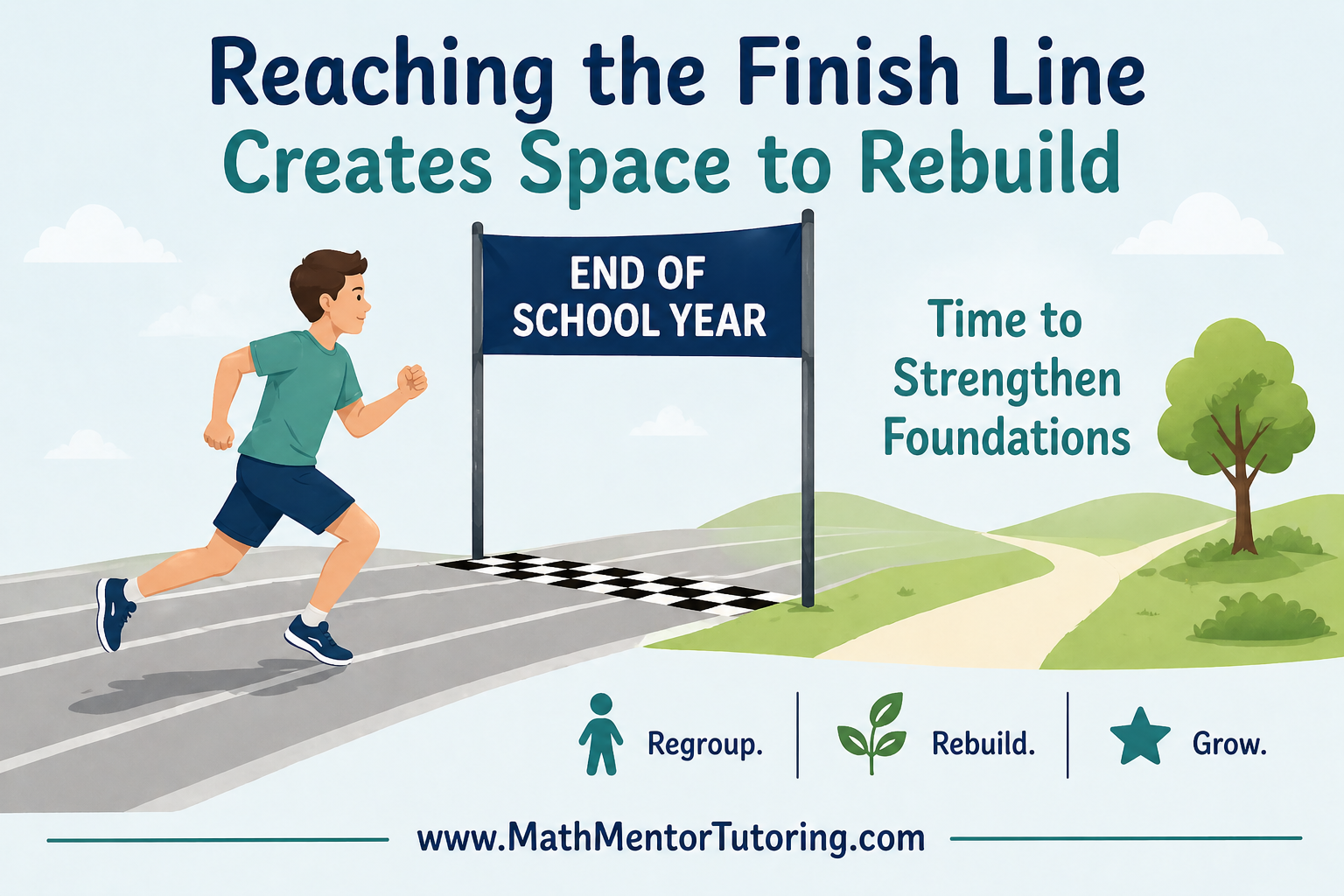 What happens after the school year ends? This image shows how reaching the finish line creates space to strengthen math foundations before the next grade.