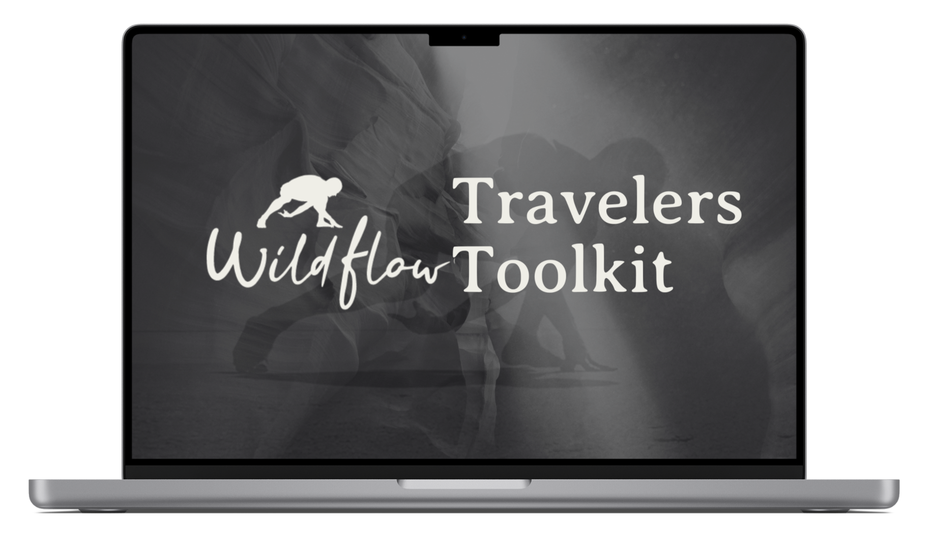 Image of Laptop with Title Card: Wild Flow Traveler’s Toolkit