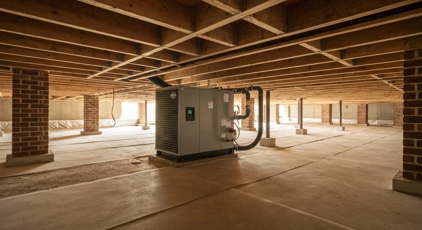 Crawl space dehumidifier installation