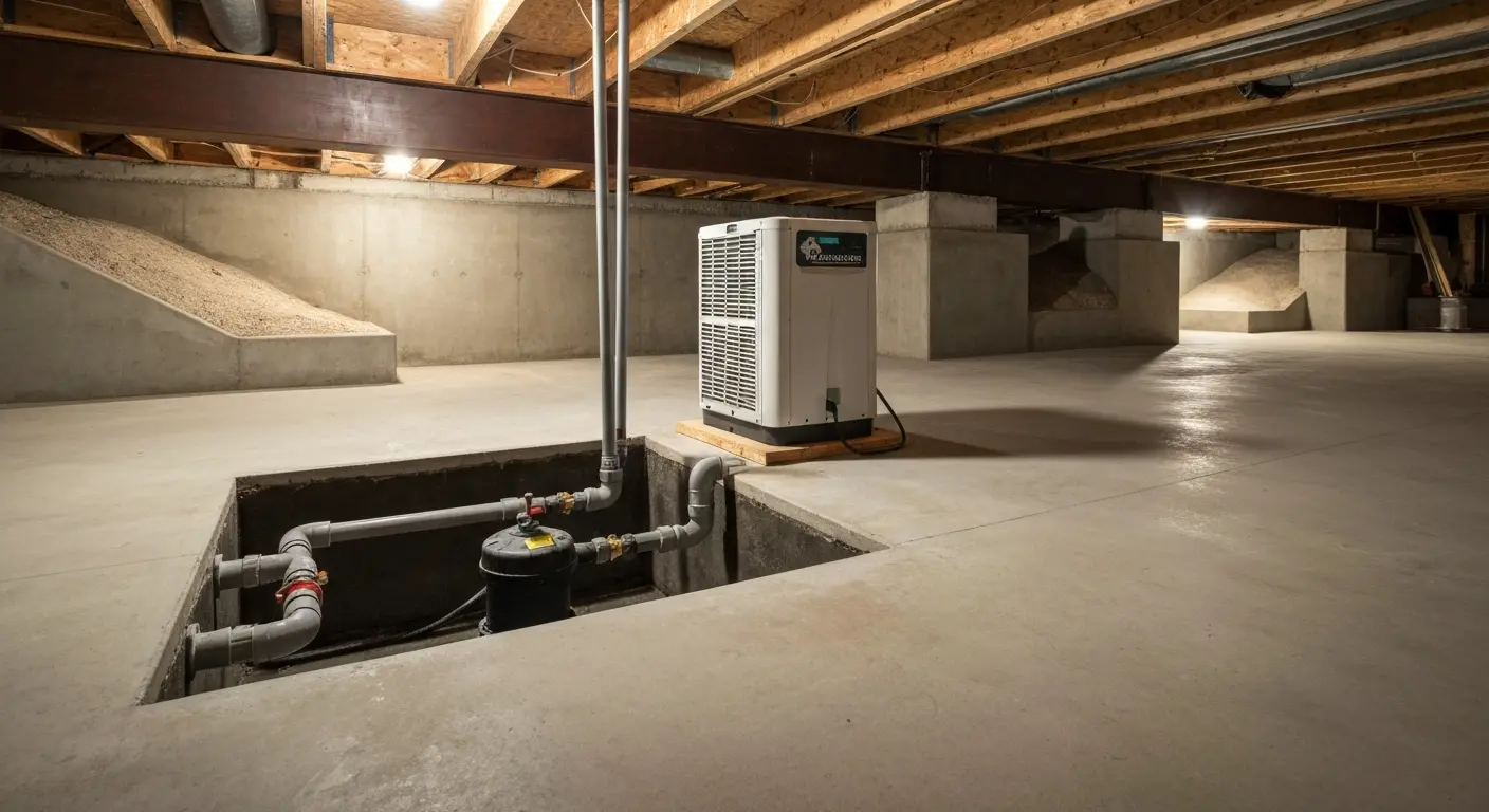 Sump pump and dehumidifier system