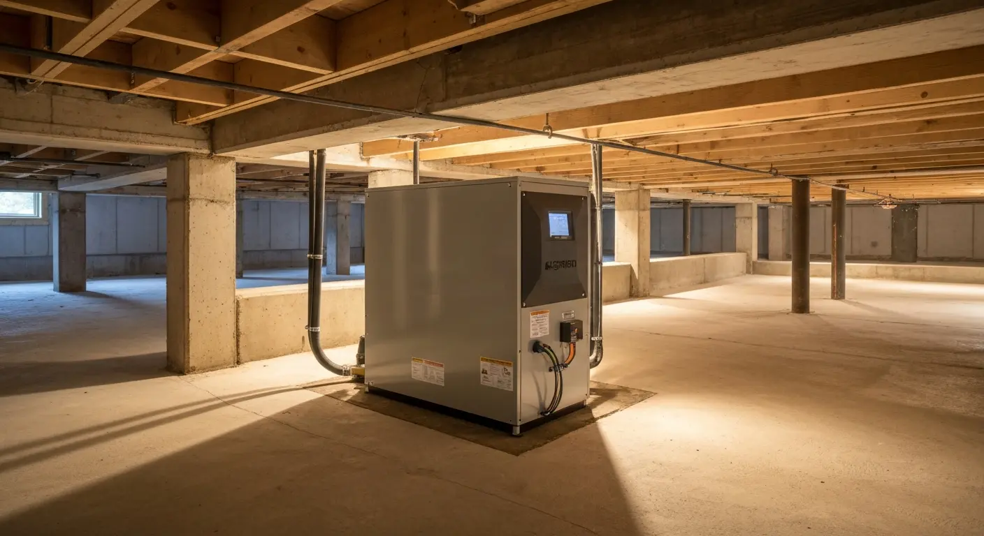 Dehumidifier installation in crawlspace