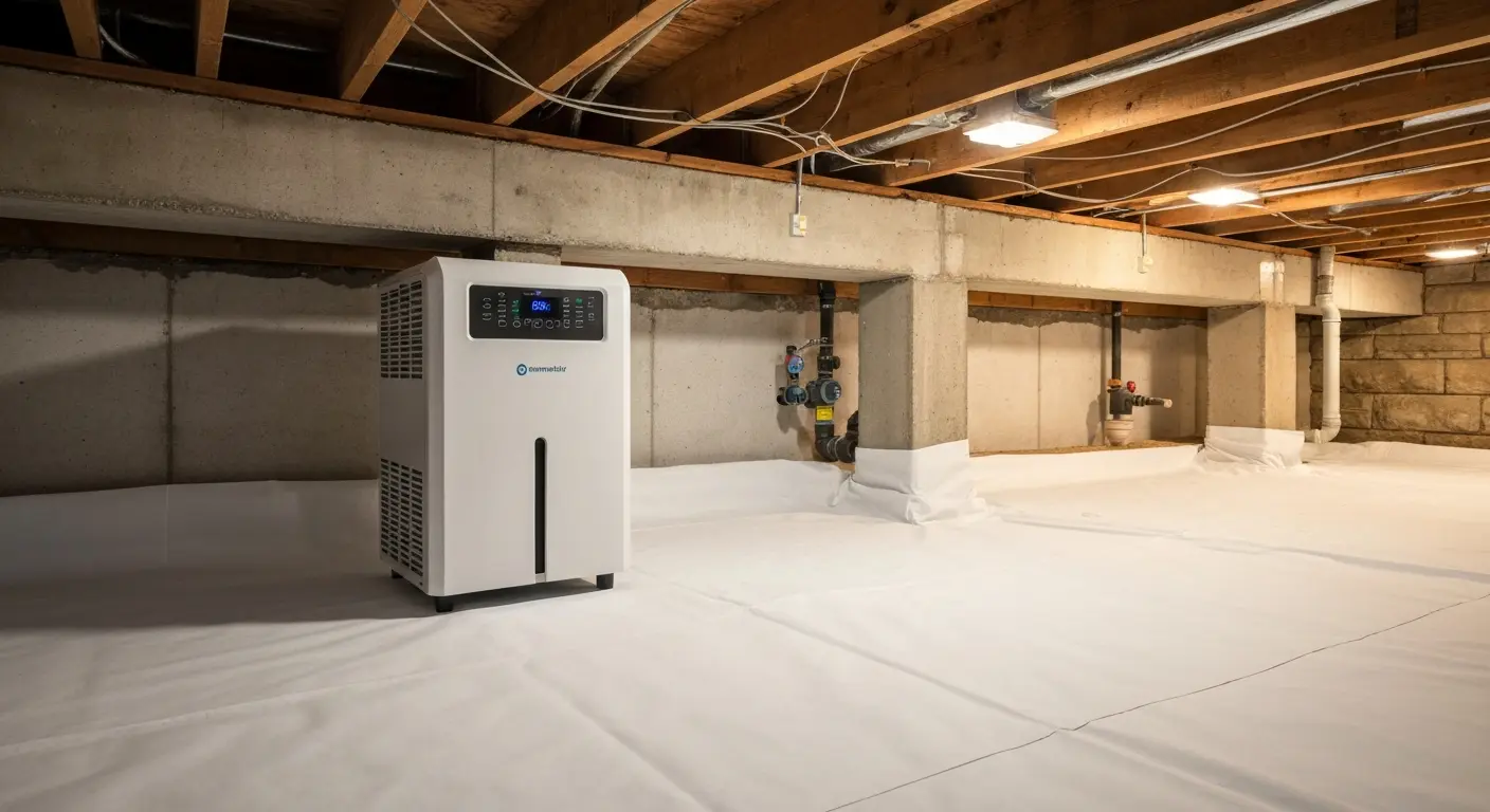 Dehumidifier in sealed crawlspace