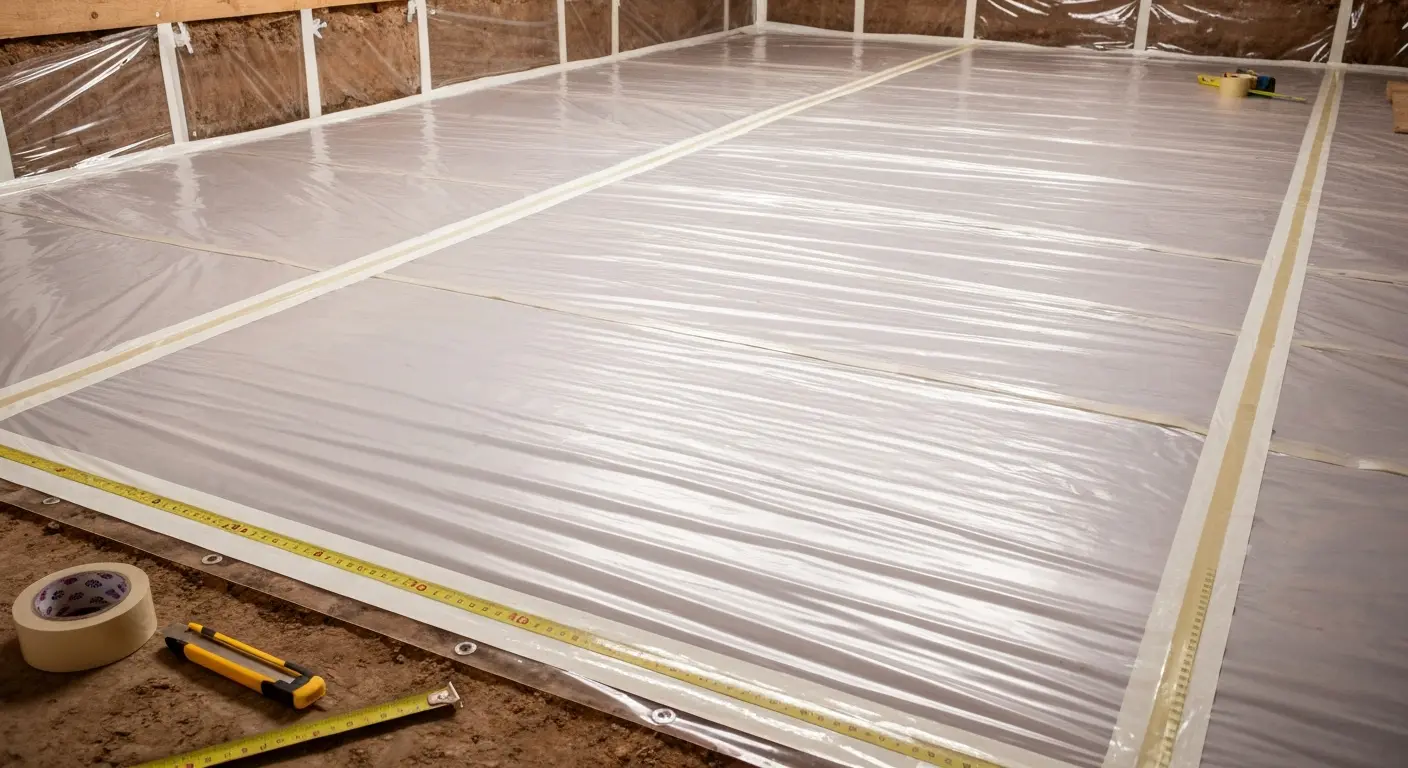 Vapor barrier installation in crawl space