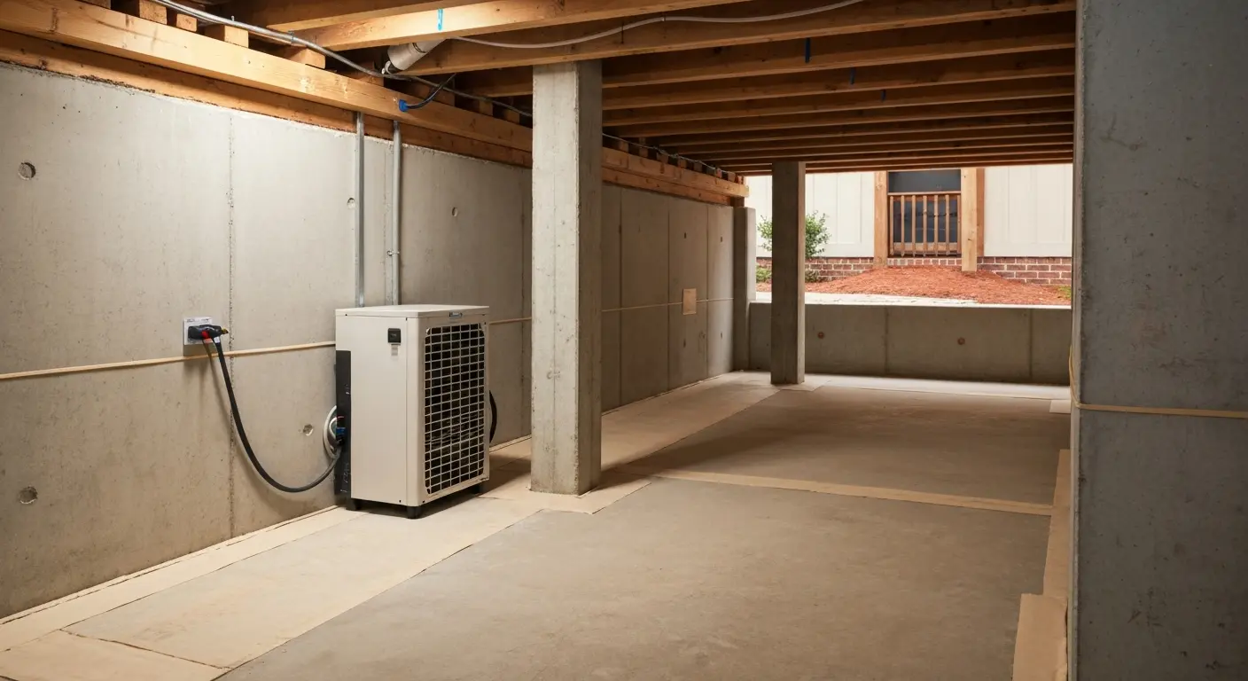 Residential crawlspace dehumidifier installation