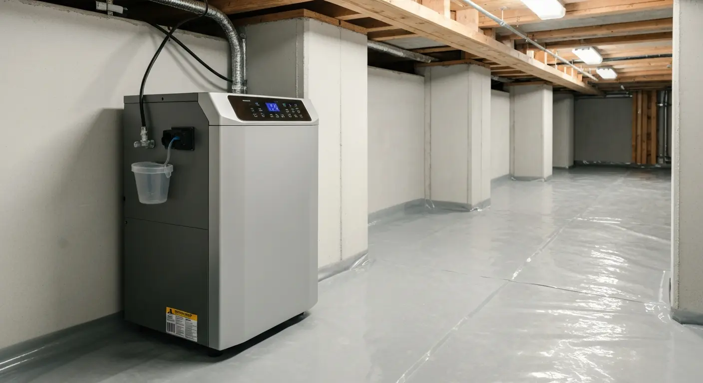 Dehumidifier installation for crawl space