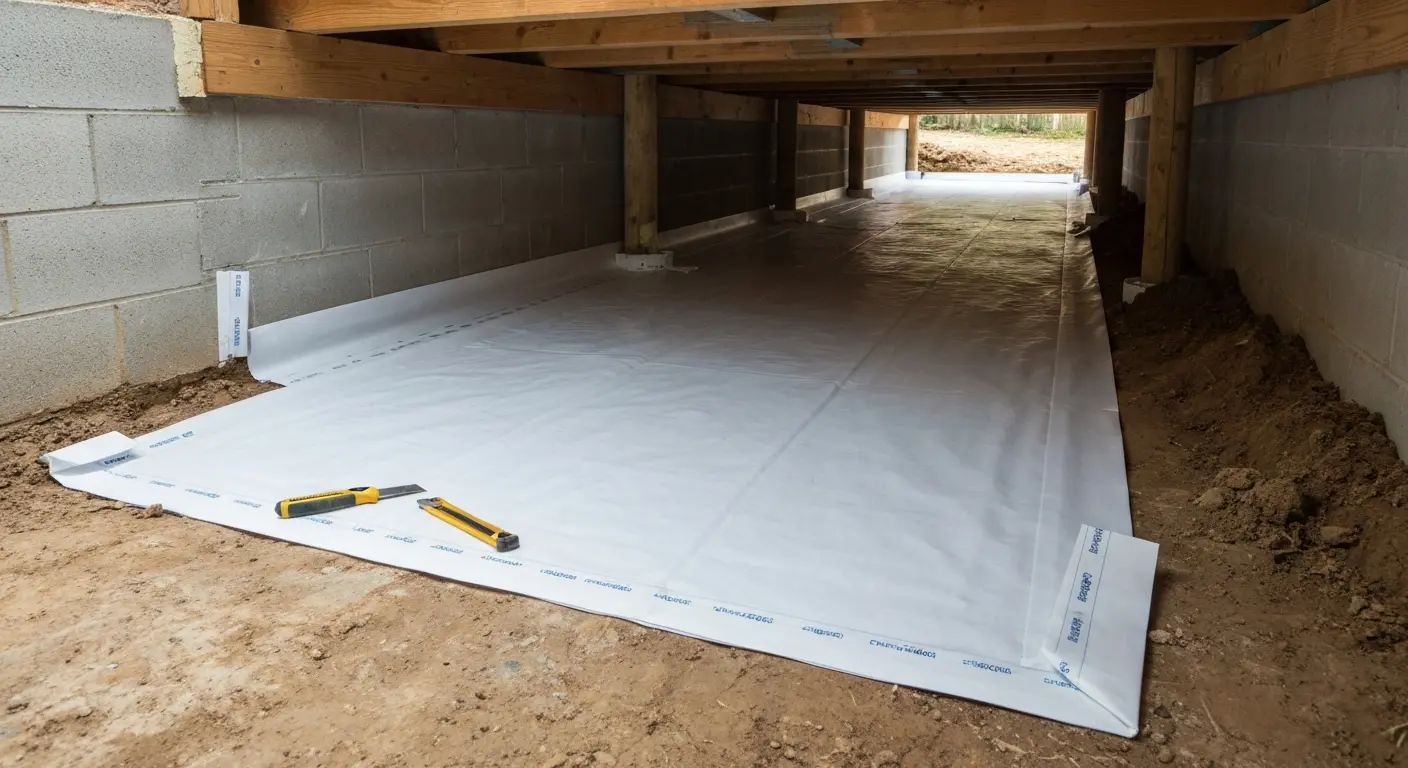 Ground-level moisture barrier installation