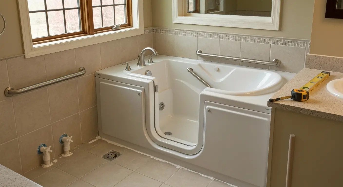 Accessible walk-in tub installation