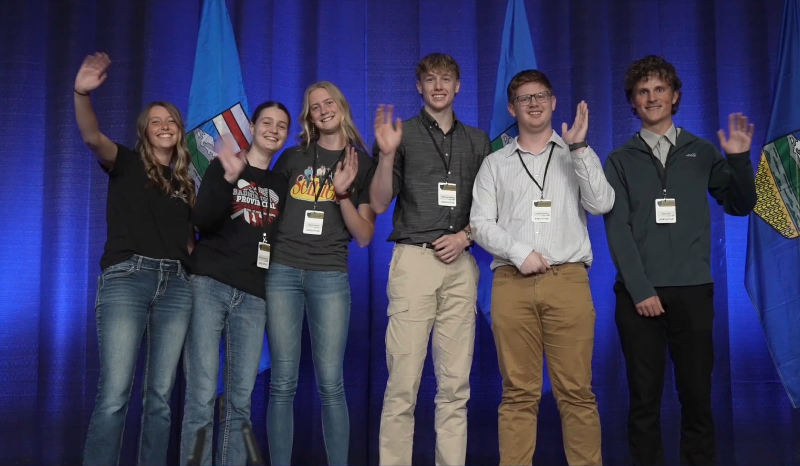 Six sponsored youth together on stage at the Alberta Christian Leadership Summit