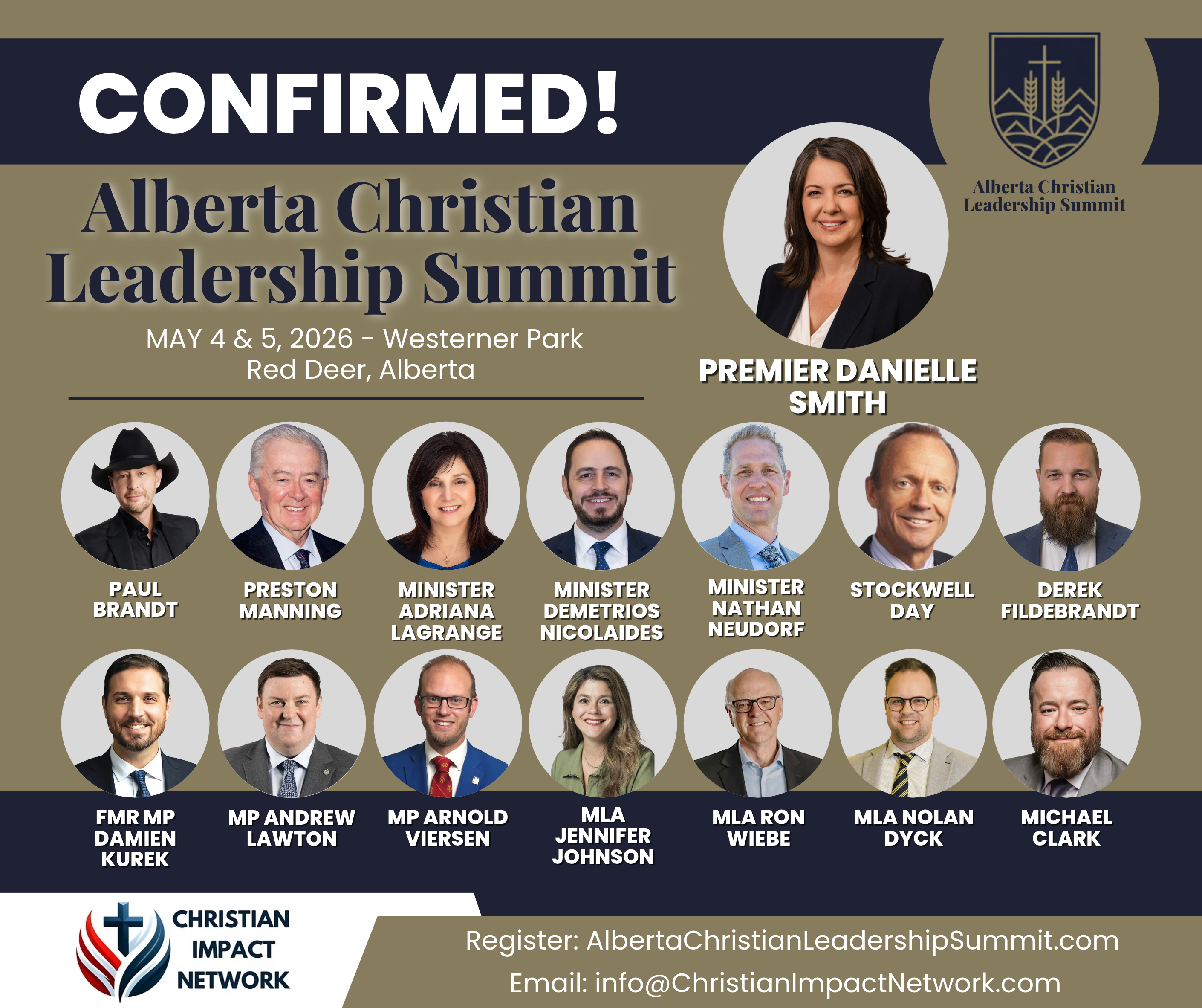 Alberta Christian Leadership Summit — confirmed speakers, May 4 & 5, 2026 in Red Deer, Alberta