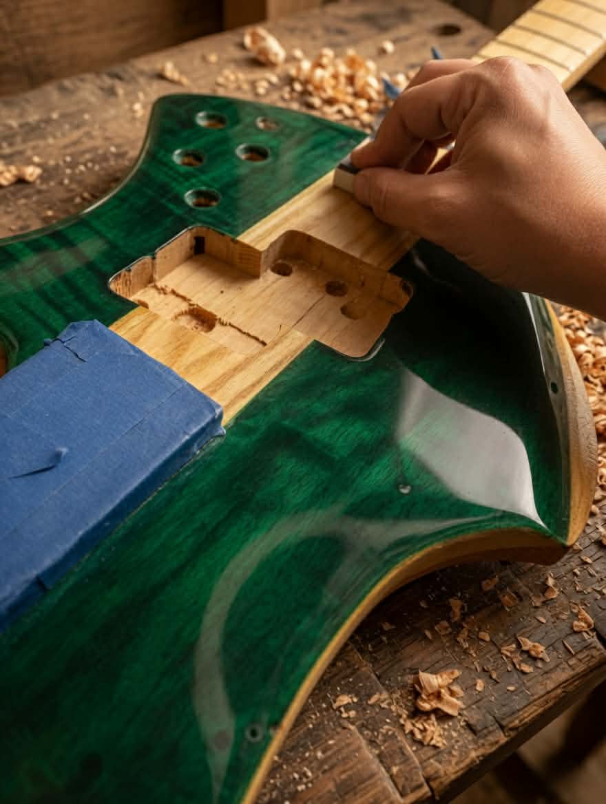 Varosh in green on the workbench