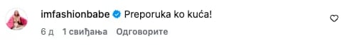 Instagram komentar Dunje Jovanić