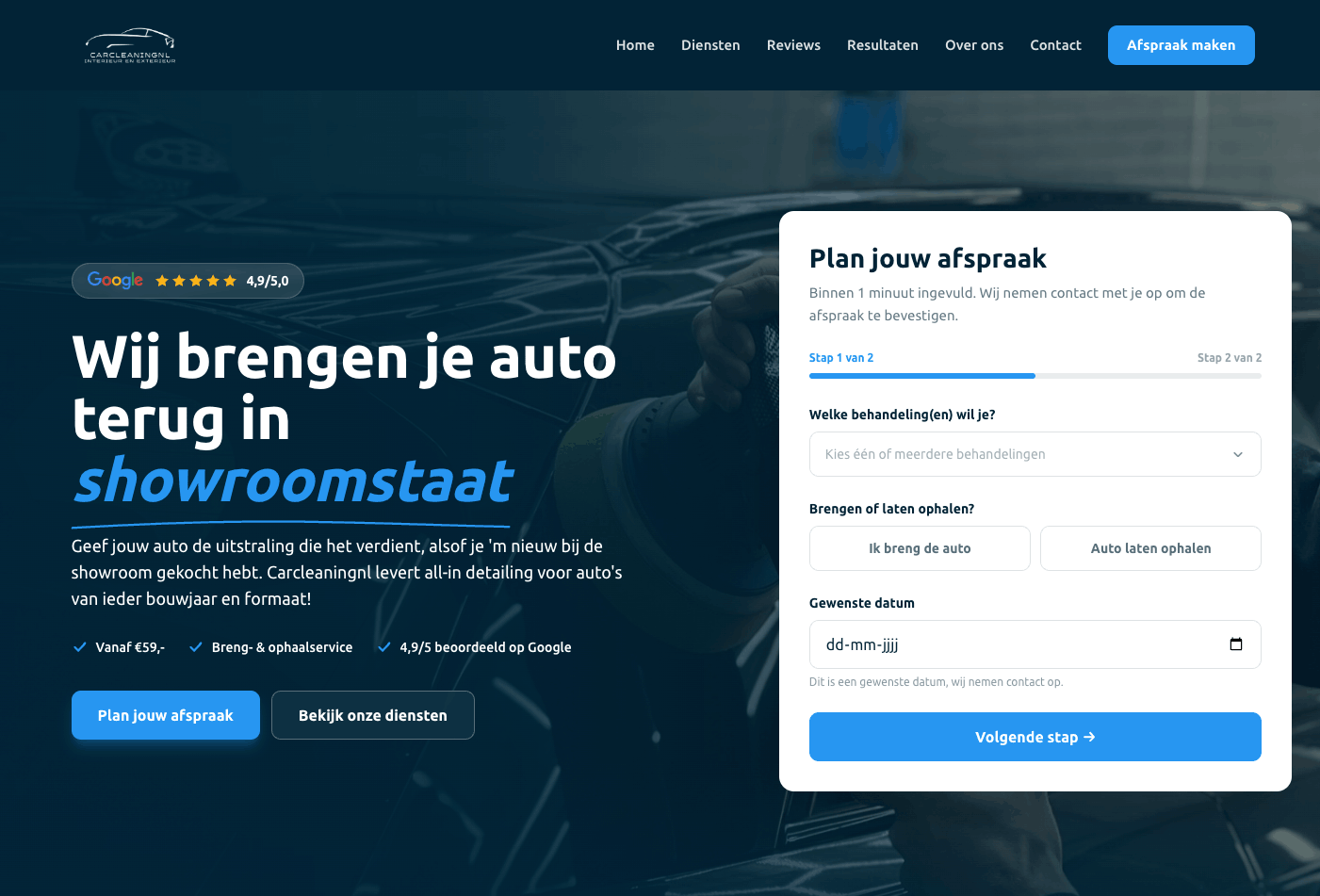 Website voorbeeld: www.carcleaningnl.com