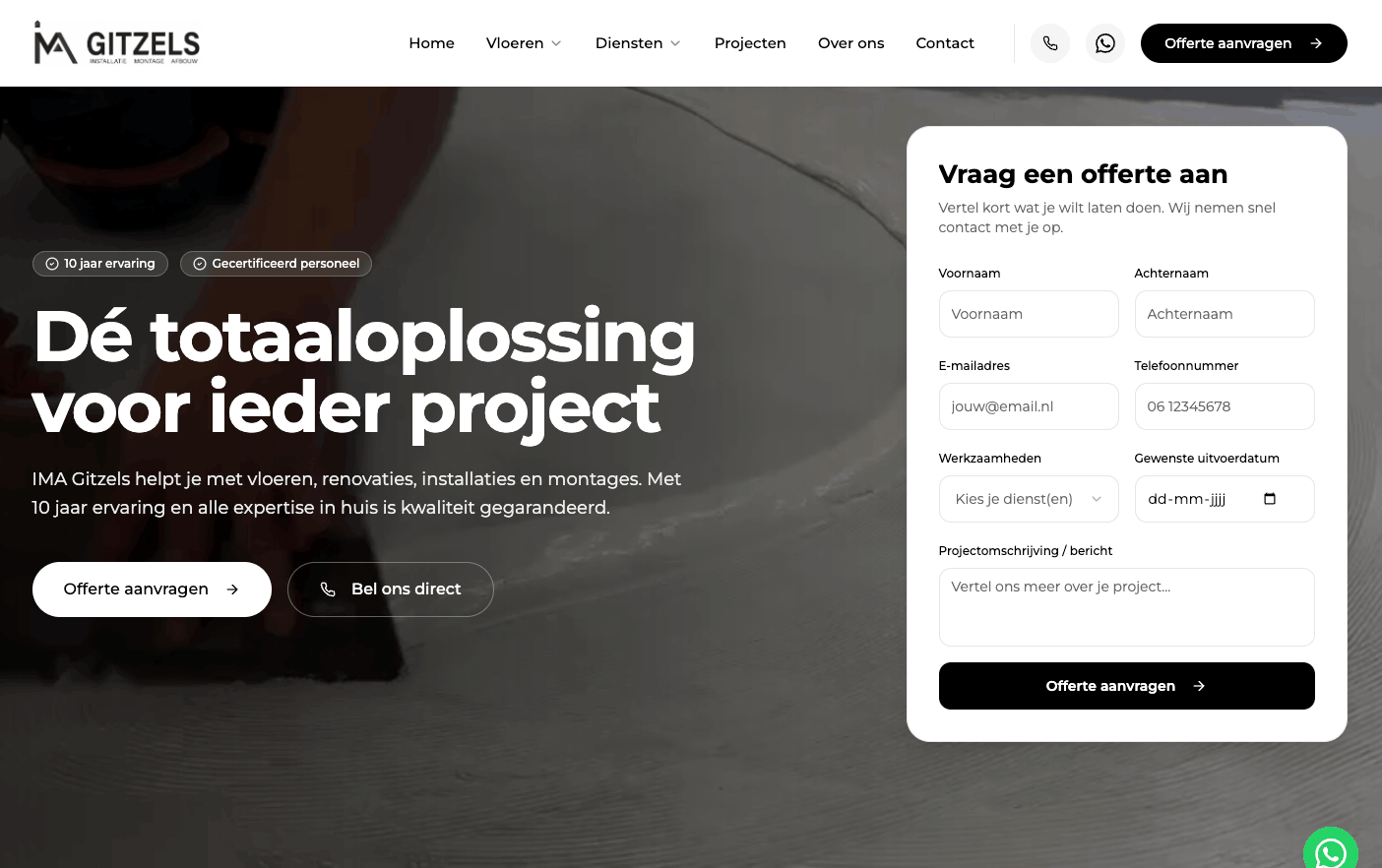 Website IMA Gitzels — Bouw