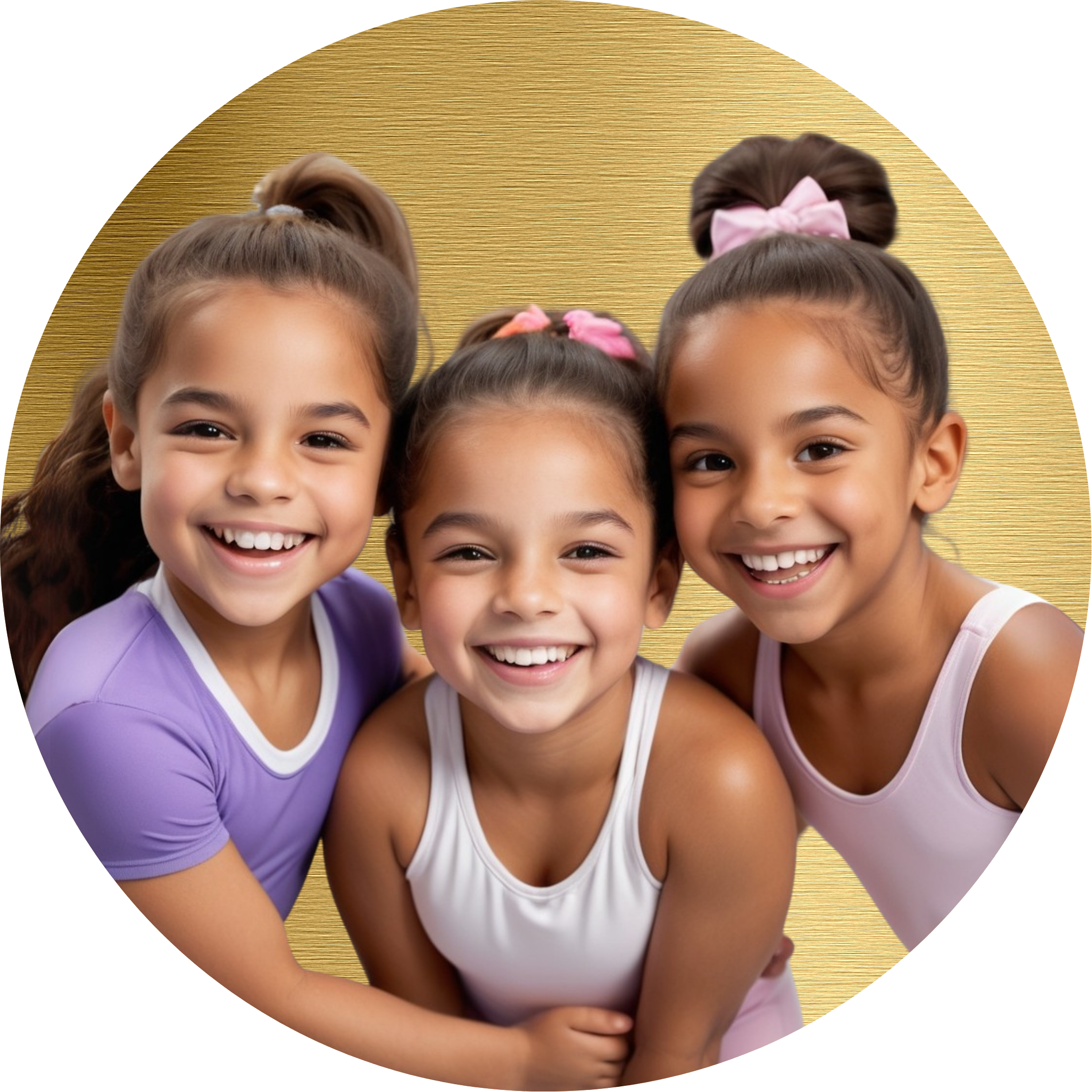 Smiling preschoolers practicing balancing on a gymnastics beam