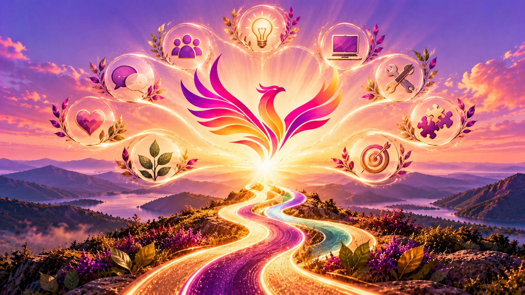 Phoenix illustration representing an NDIS participant exploring strengths, ideas and possibilities for building something of their own.