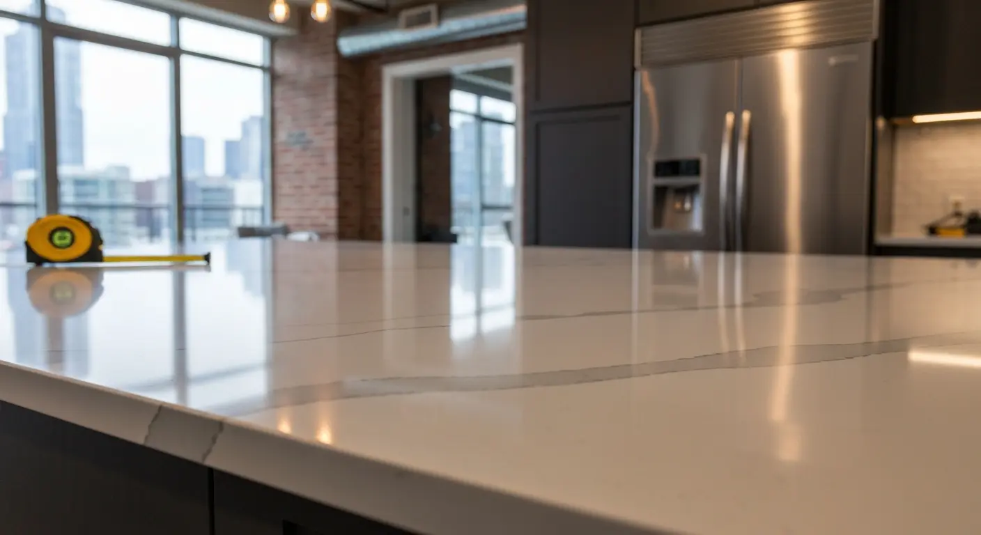 Custom countertop installation in kitchen