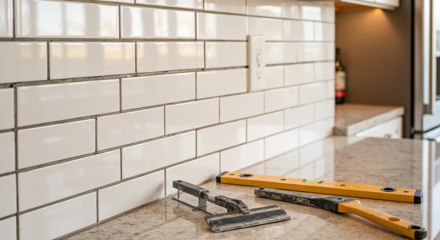 Tile backsplash installation