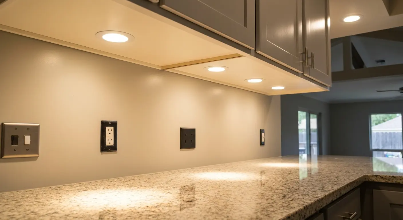 Modern lighting and electrical in remodeled kitchen