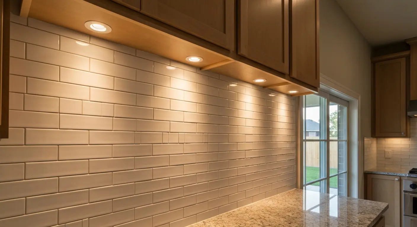 Kitchen backsplash with lighting