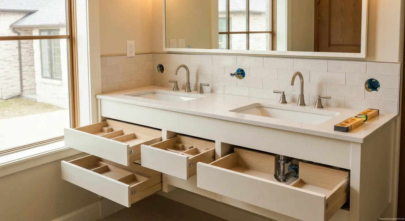 Double sink bathroom vanity installation