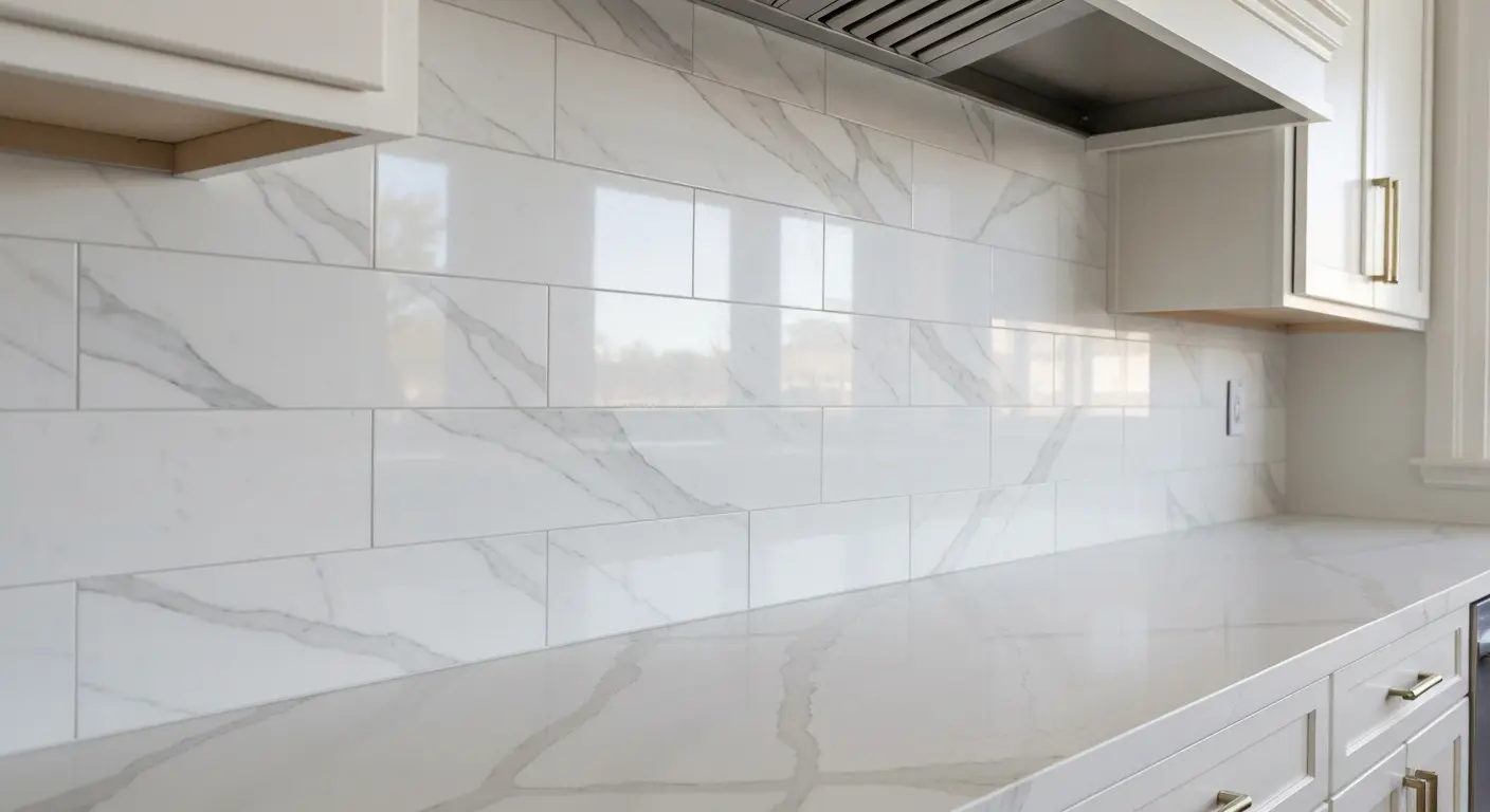 Marble stone backsplash