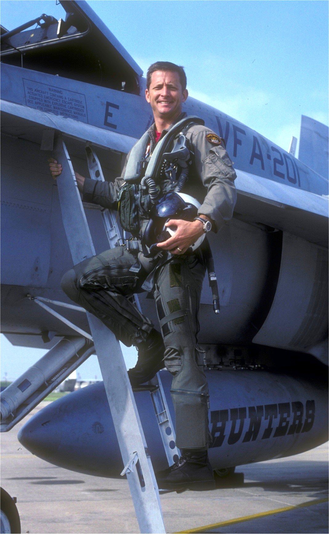Whiz Buckley with an F/A-18 Hornet, VFA-201 Hunters