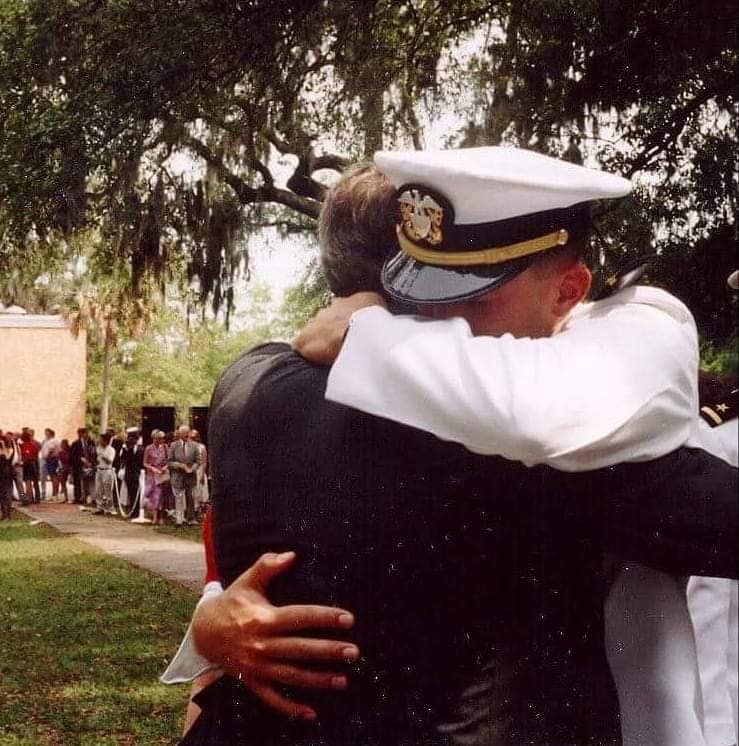 Whiz Buckley and his father at his commissioning, April 27, 1991