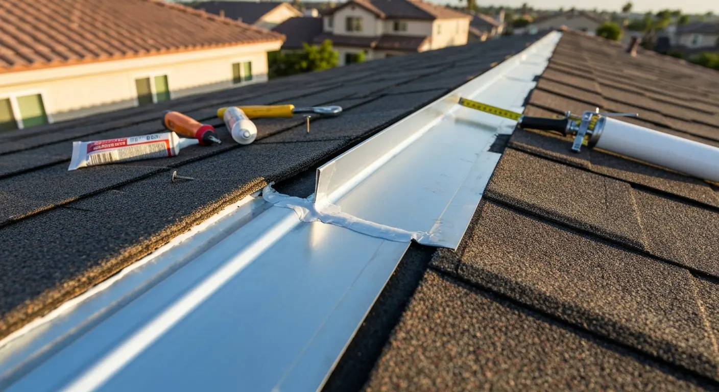 Roof repair work in progress