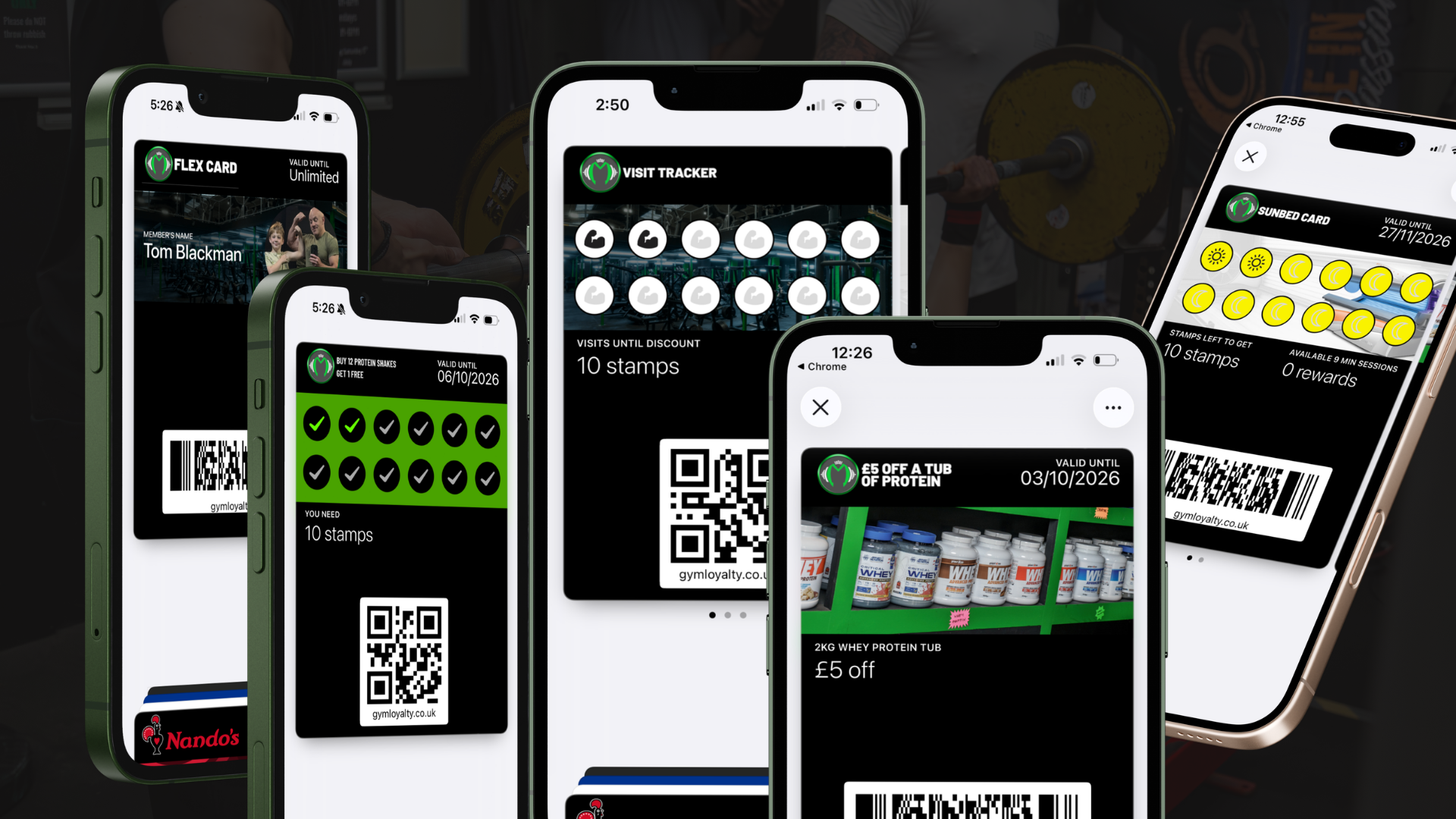 A member's phone showing their gym stamp card