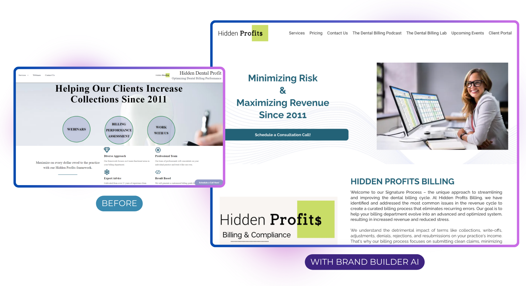 Hidden Profits | before and after with Brand Builder AI